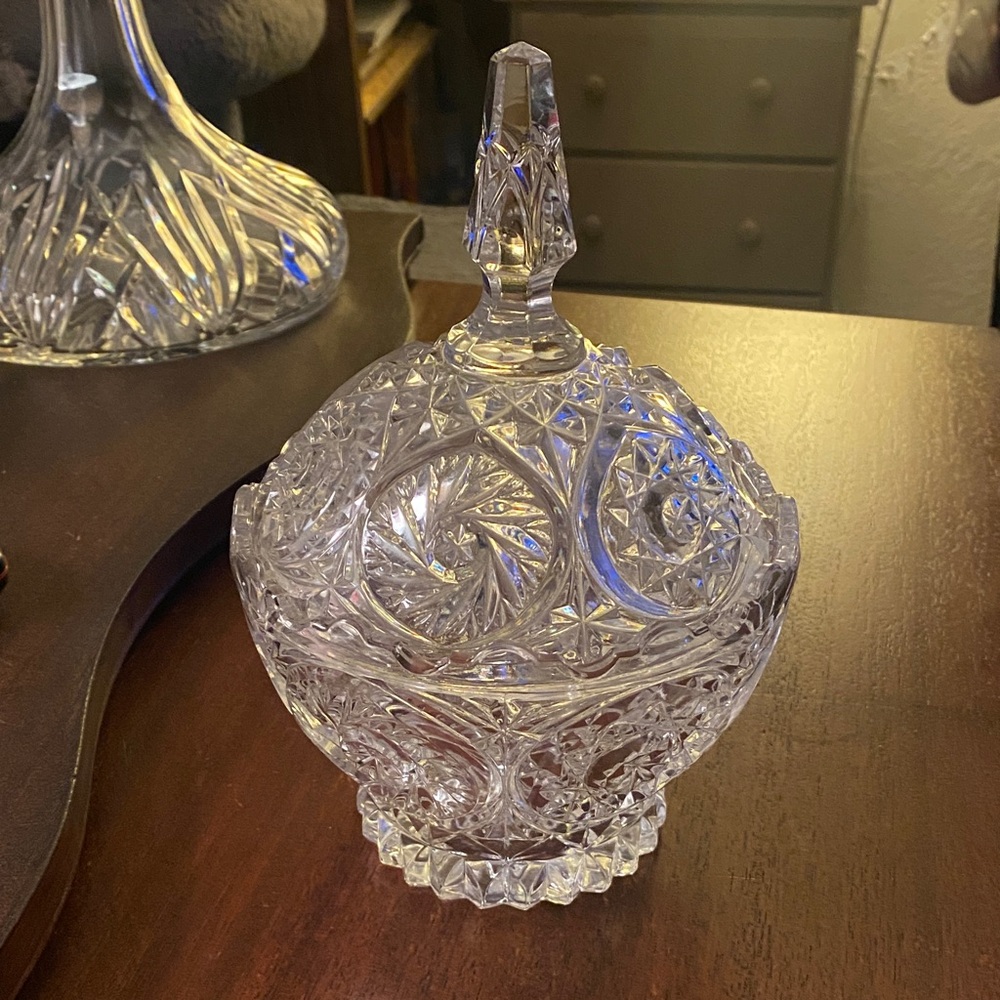 Vintage Crystal Lidded candy dish. High-quality.